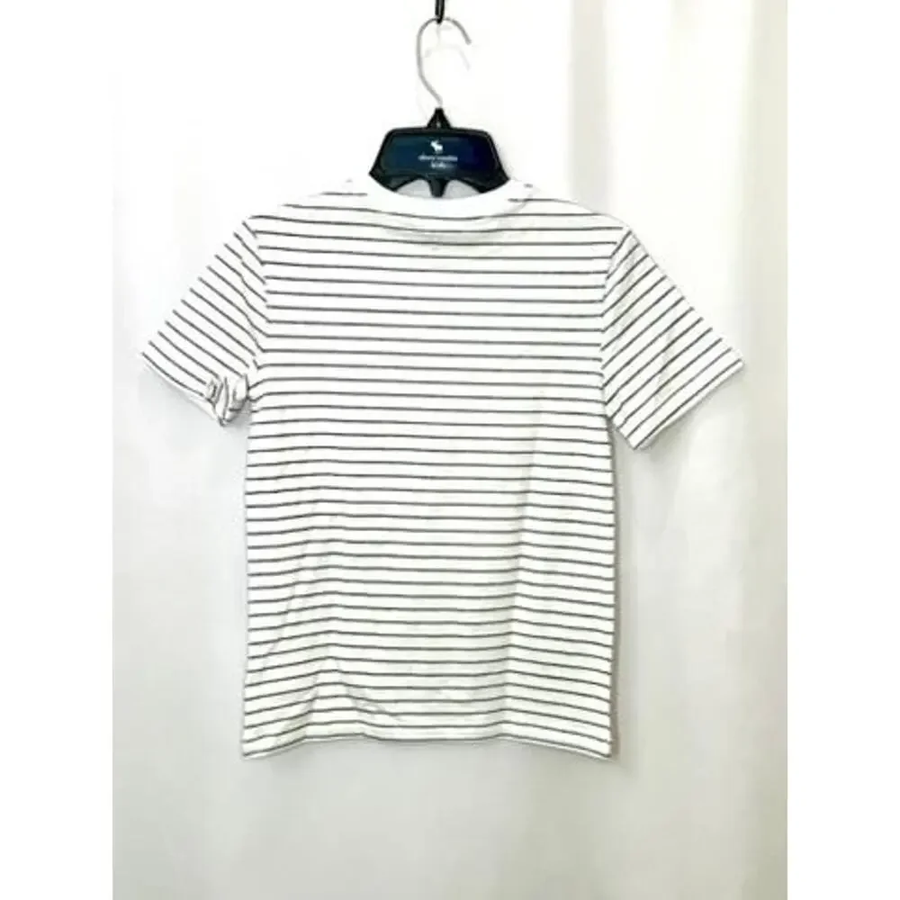Tommy Bahama Boys Striped T-Shirt Size M 7-8 White Navy Blue Short Sleeve Tee